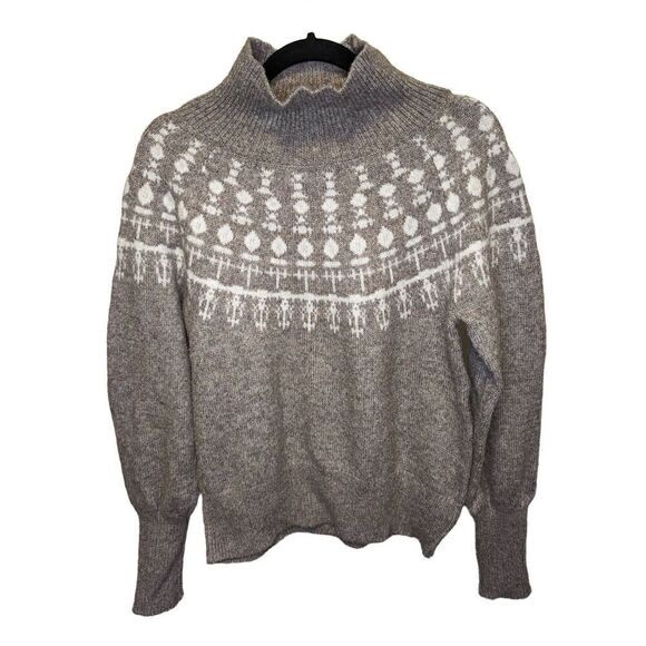 Free Assembly Gray and White Sweater with Mock Neck Womens Medium - Picture 1 of 6